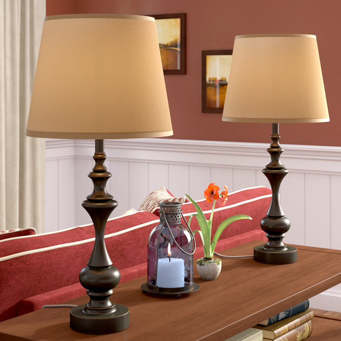 Charlton Home® Tiedeman 28" Oil Rubbed Bronze Table Lamp Set & Reviews